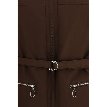 Brown Polyester Full-Length Jacket