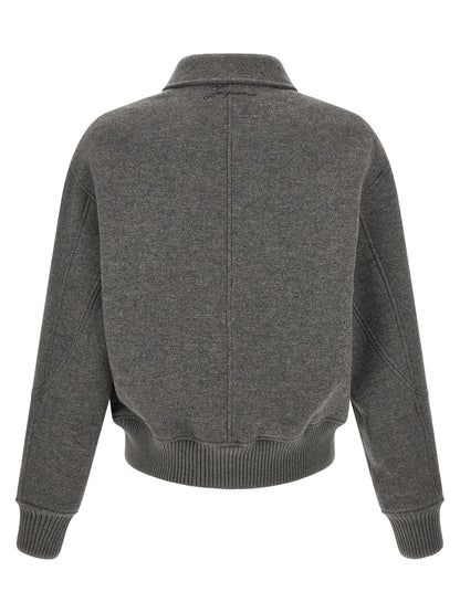 Gray Virgin Wool Bomber