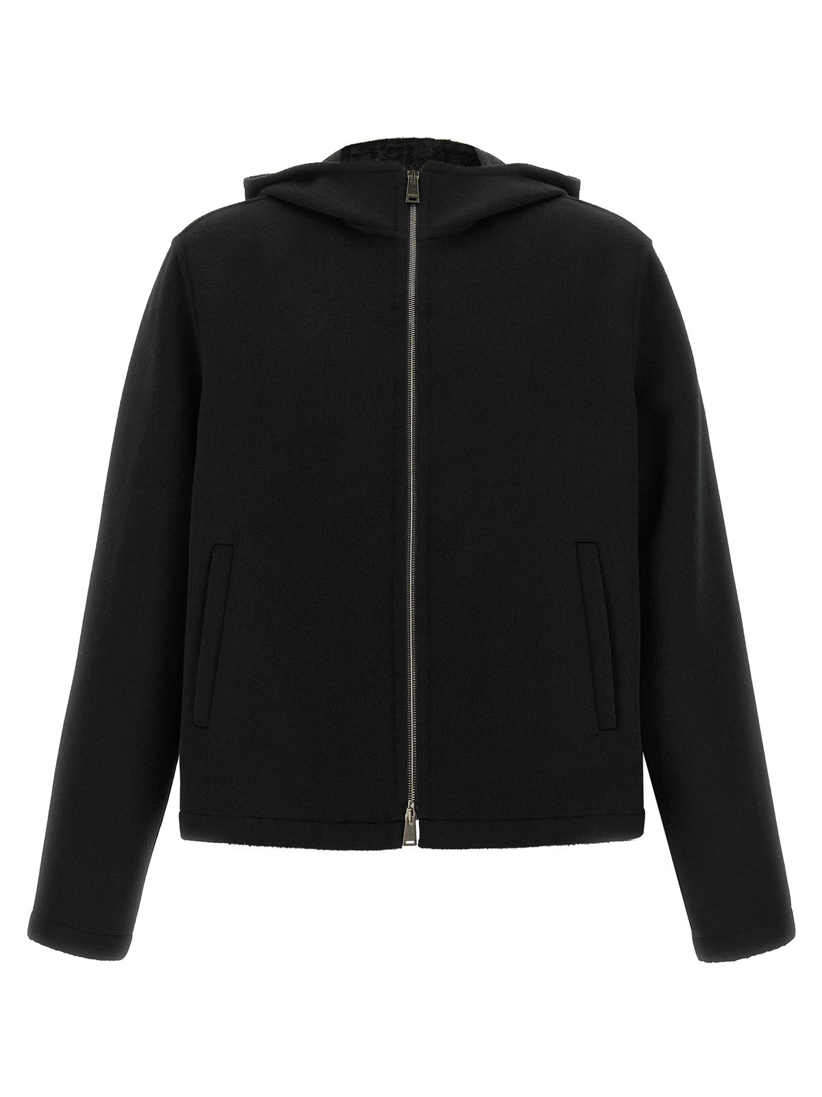 Black Virgin Wool Full-Length Jacket