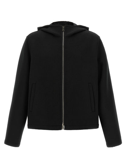 Black Virgin Wool Full-Length Jacket