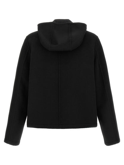 Black Virgin Wool Full-Length Jacket