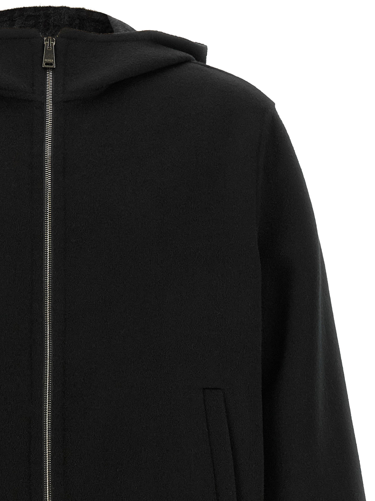 Black Virgin Wool Full-Length Jacket