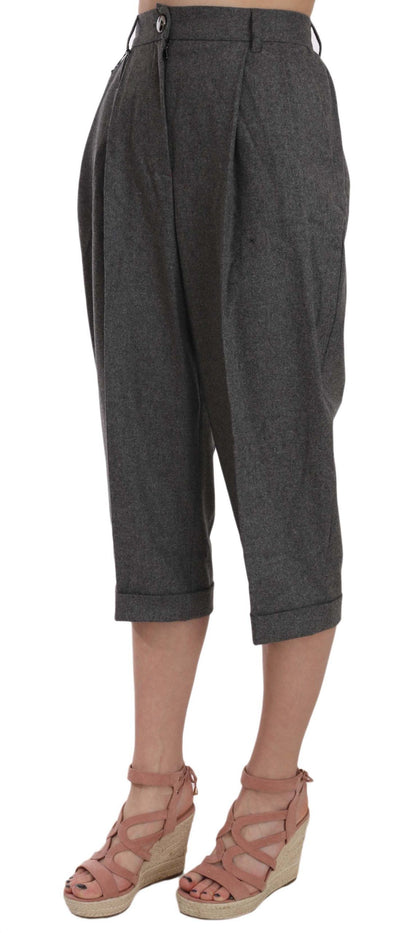 Elegant Gray Wool-Cashmere Pleated Trousers