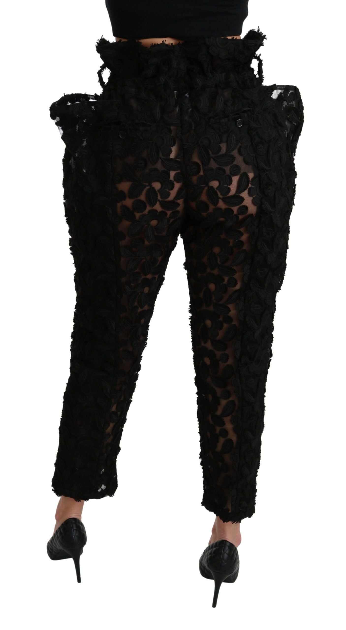 Chic Tapered High Waist Lace Pants