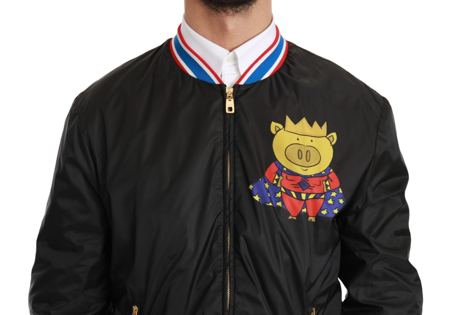 Elegant Multicolor Motive Bomber Jacket