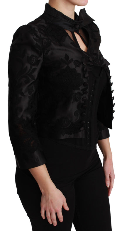 Exquisite Floral Jacquard Corset Blazer