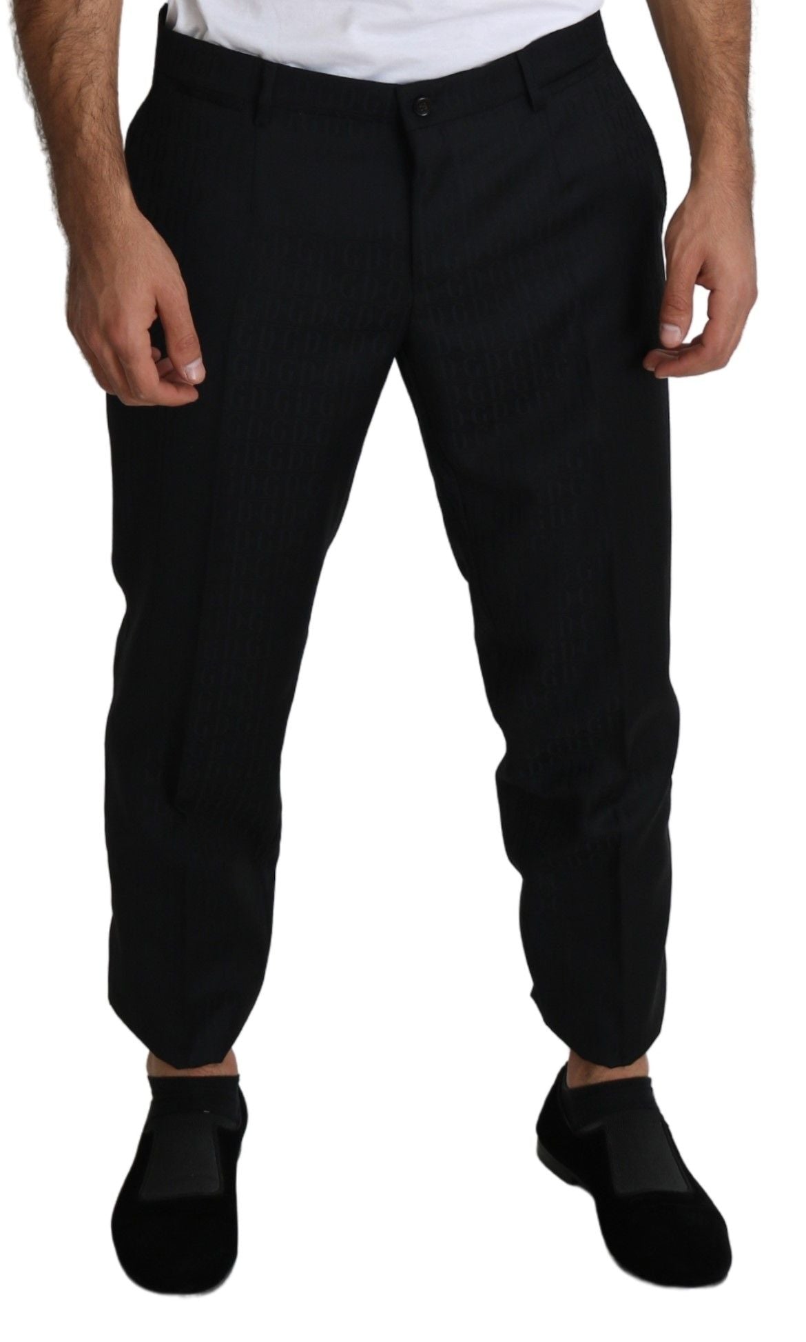 Elegant Black Virgin Wool Cropped Pants