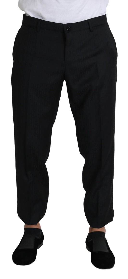 Elegant Black Virgin Wool Cropped Pants