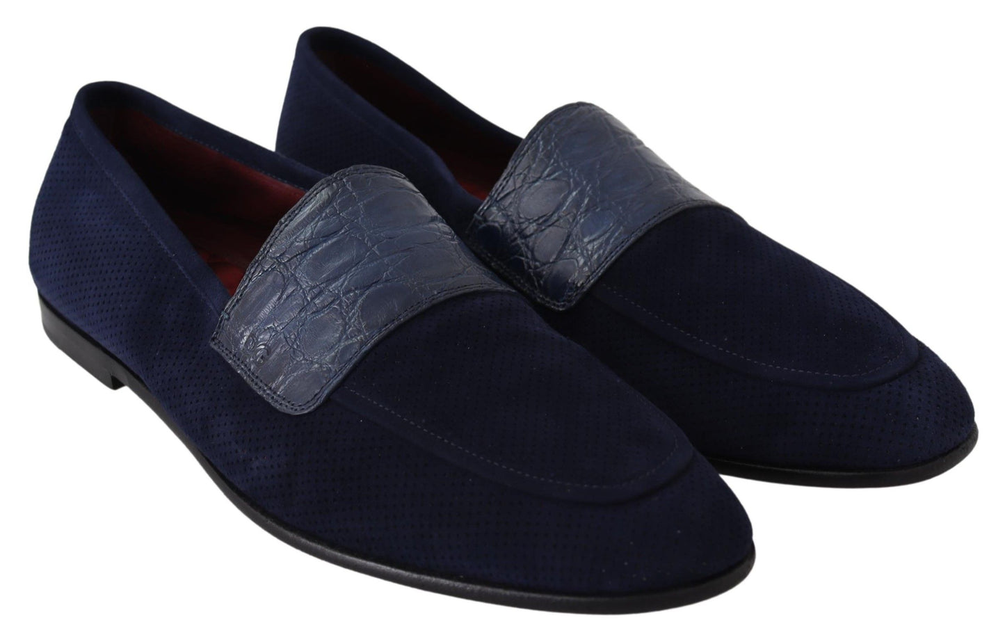 Elegant Blue Suede Leather Loafers