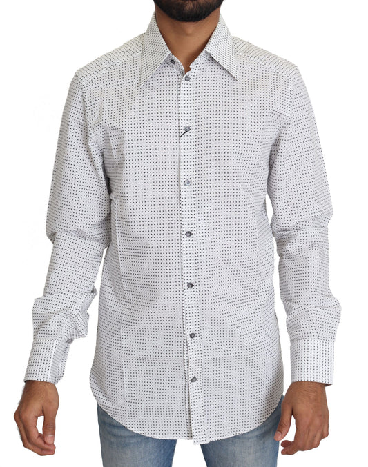 Elegant Slim Fit Polka Dot Dress Shirt