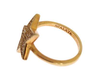 Elegant Gold-Plated Sterling Silver Ring with CZ Crystals