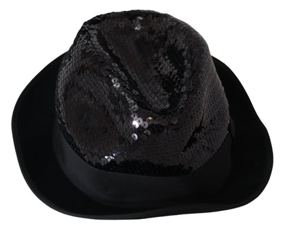 Elegant Black Sequin Fedora Hat