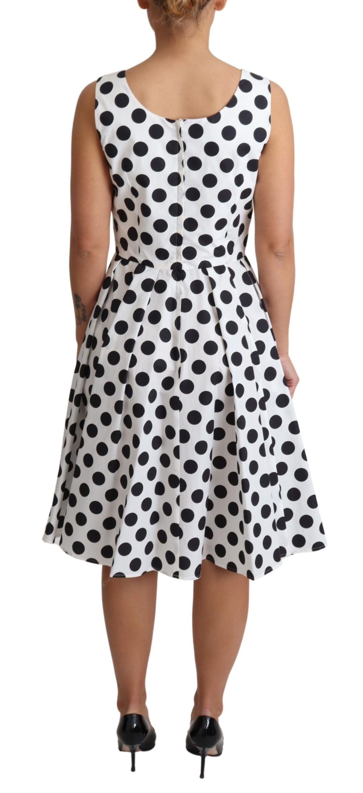 Elegant Polka Dot Sleeveless A-Line Dress