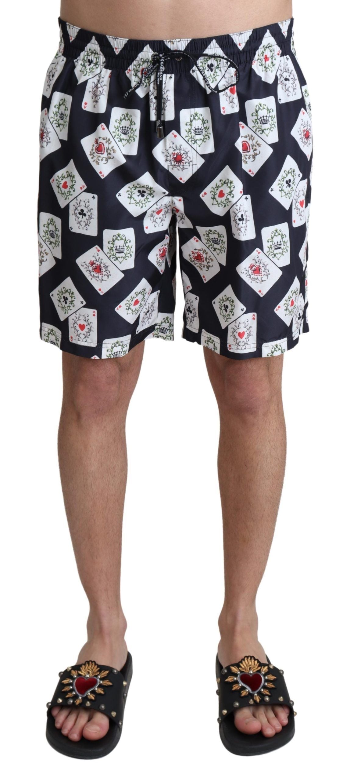 Multicolor Card Deck Printed Swim Trunks