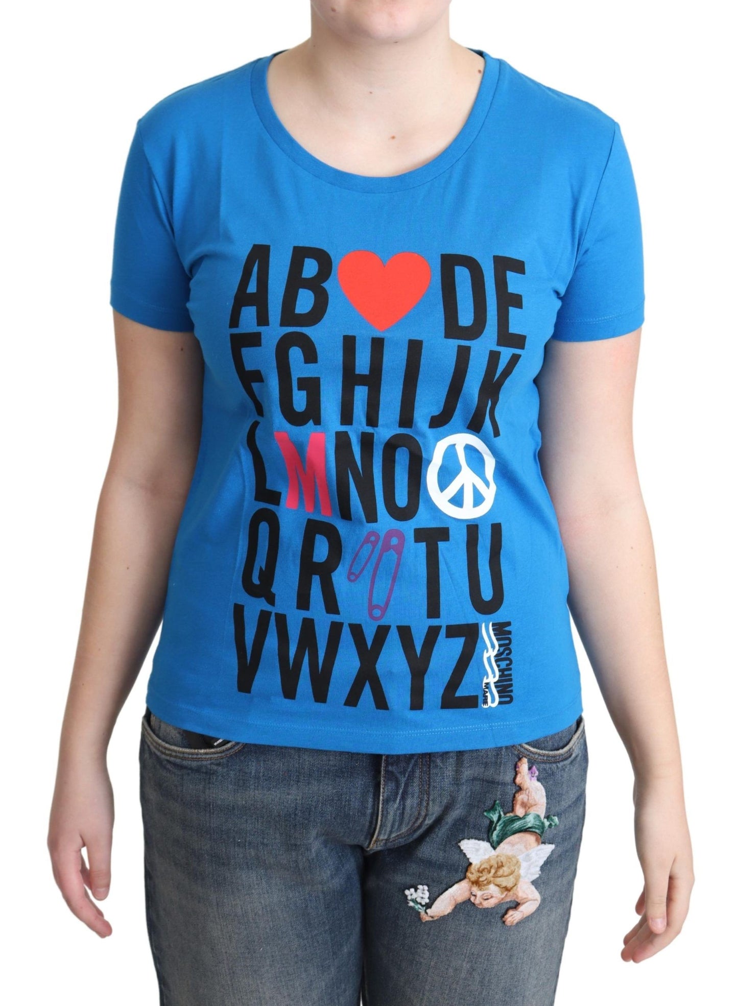 Chic Alphabet Cotton Tee in Blue