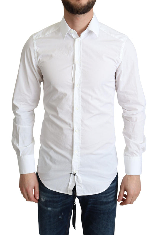 Elegant White Cotton Dress Shirt