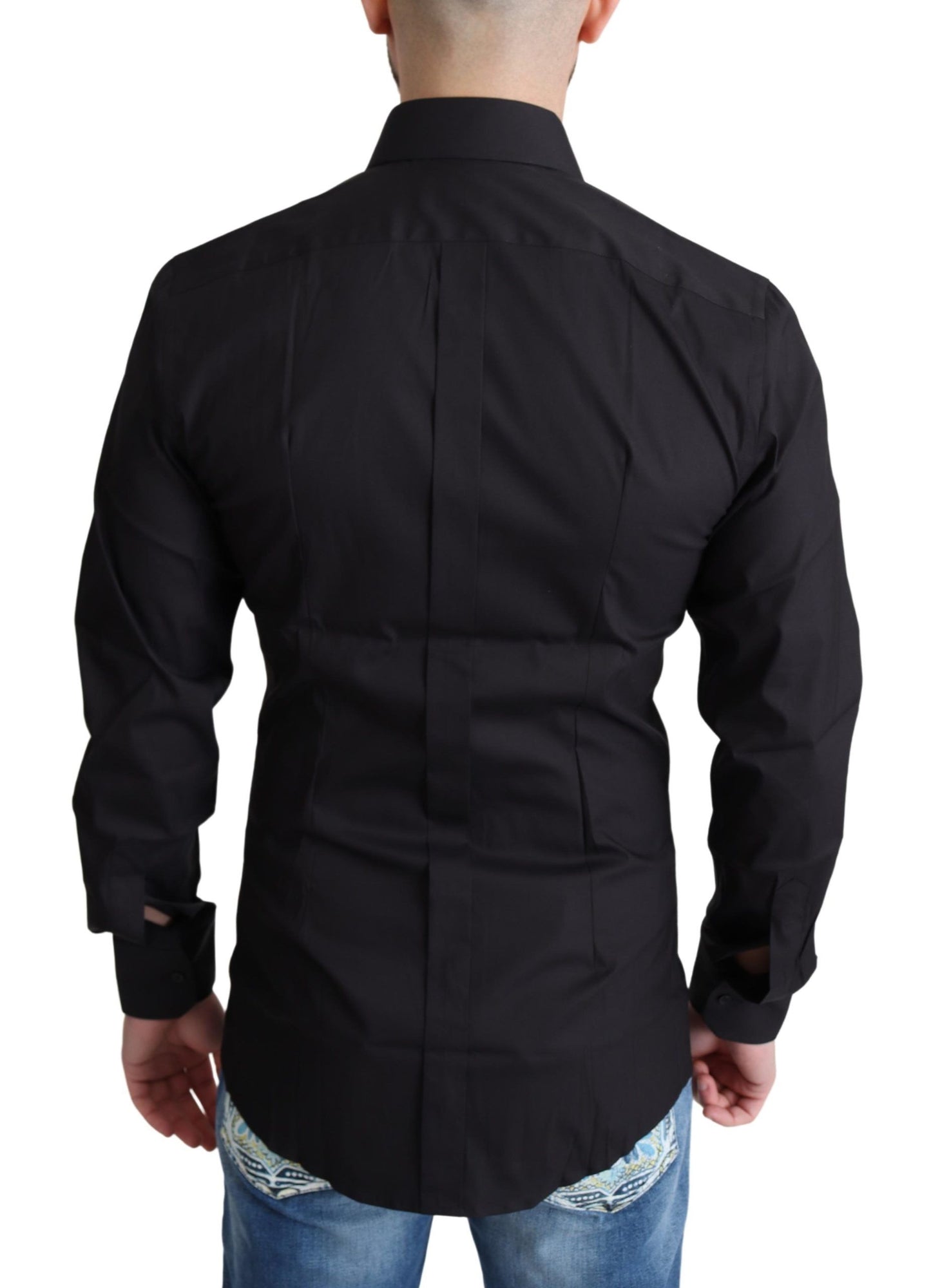 Elegant Black Gold Slim Fit Dress Shirt