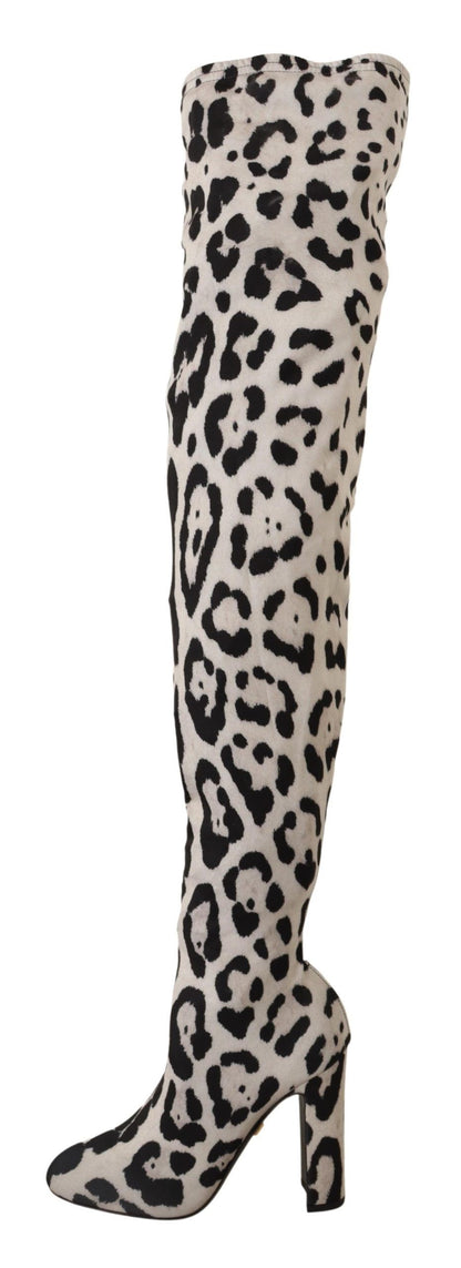 Chic Leopard High-Heel Over-Knee Boots