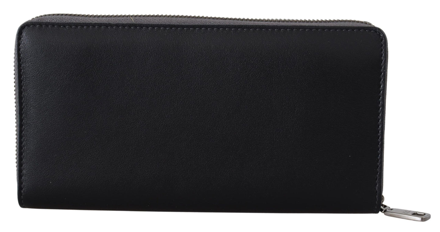 Elegant Textured Leather Zip-Around Wallet