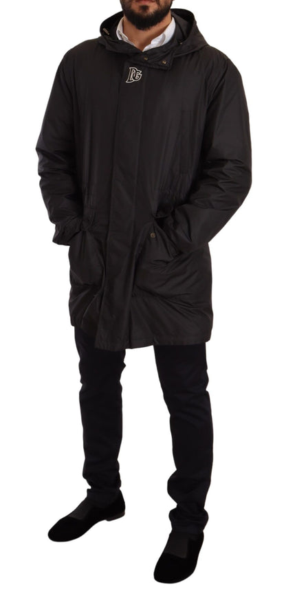 Elegant Black Hooded Blouson Jacket