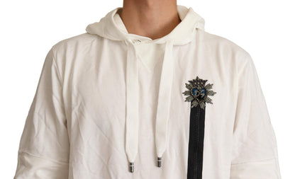 Exquisite Off-White Cotton Hooded Sweater