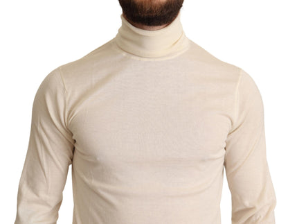 Cream Cashmere Turtleneck Sweater