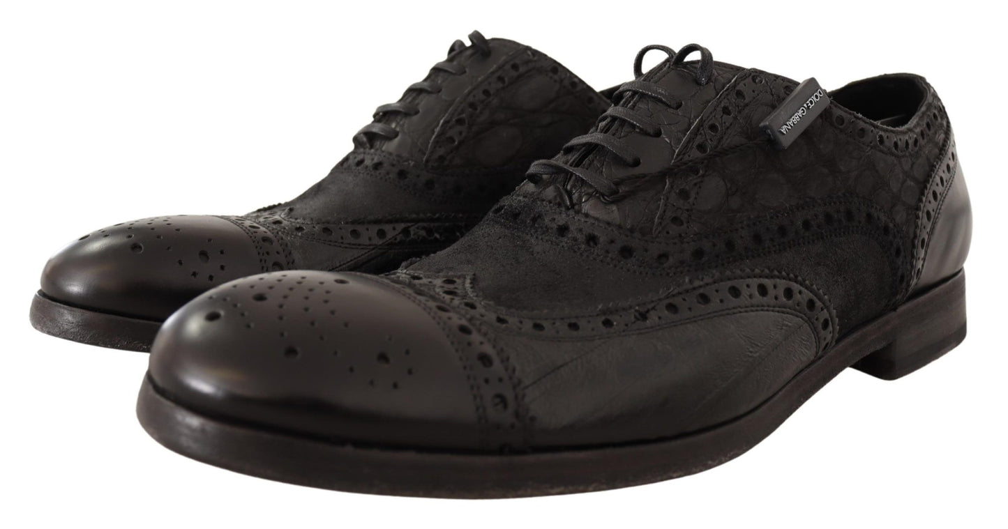 Exotic Leather Brogue Derby Dress Shoes