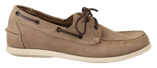 Elegant Beige Suede Moccasins for the Discerning Gentleman