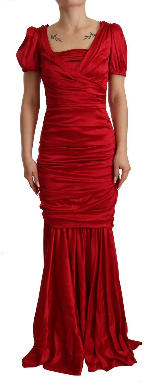 Elegant Red Silk Stretch Mermaid Dress