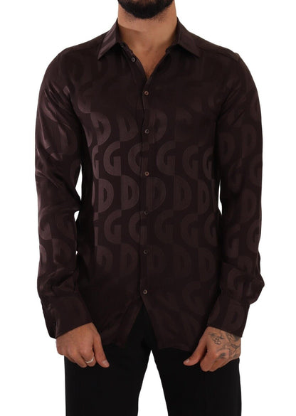 Elegant Bordeaux Silk Dress Shirt