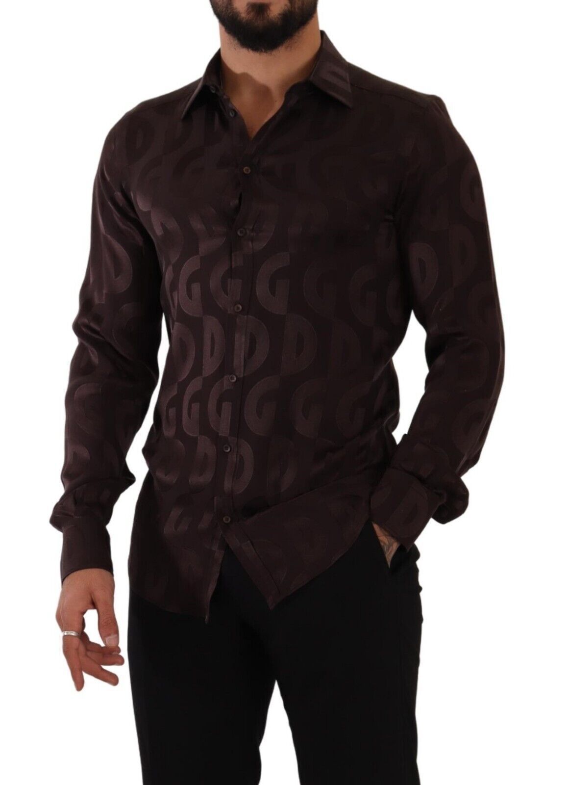 Elegant Bordeaux Silk Dress Shirt