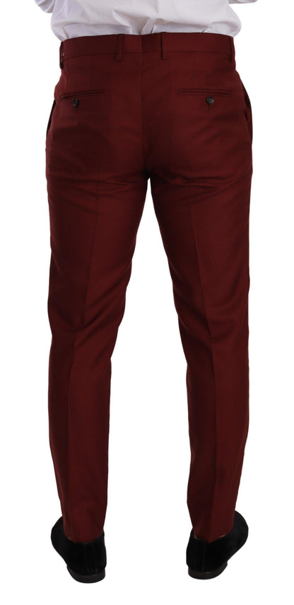 Elegant Cashmere-Silk Red Dress Pants