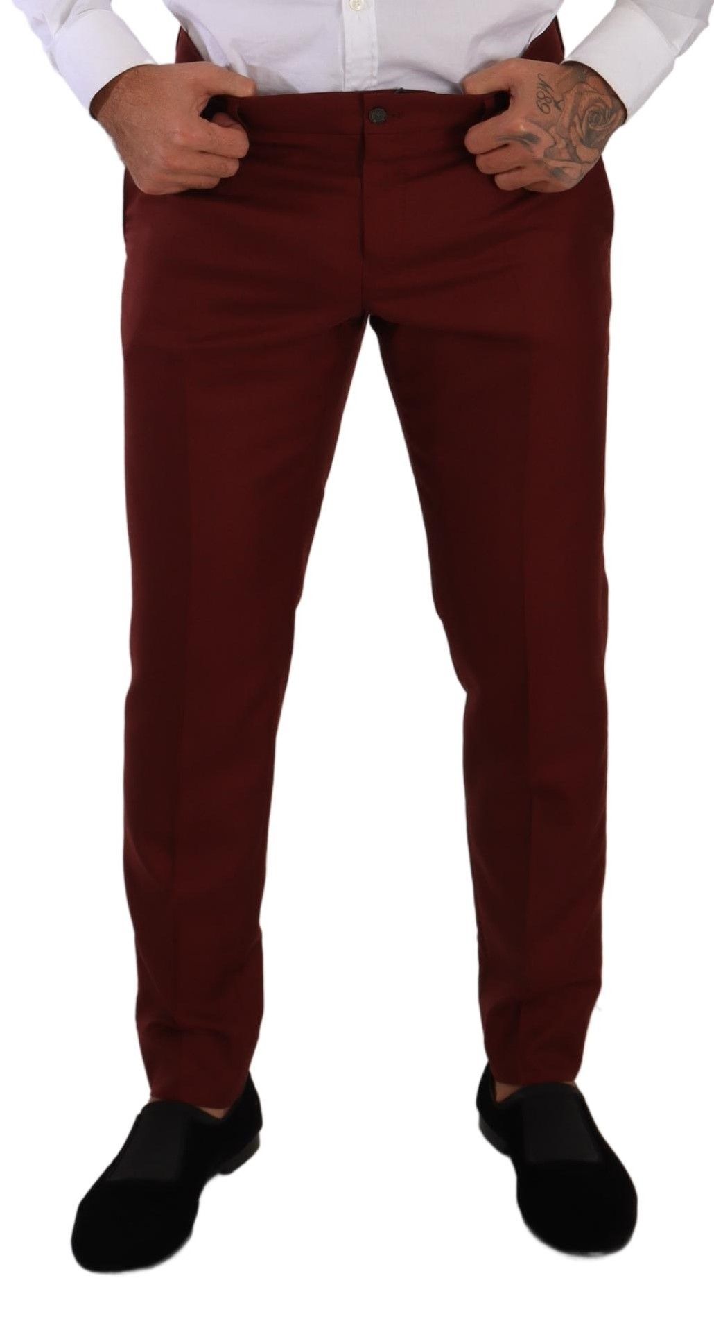 Elegant Cashmere-Silk Red Dress Pants