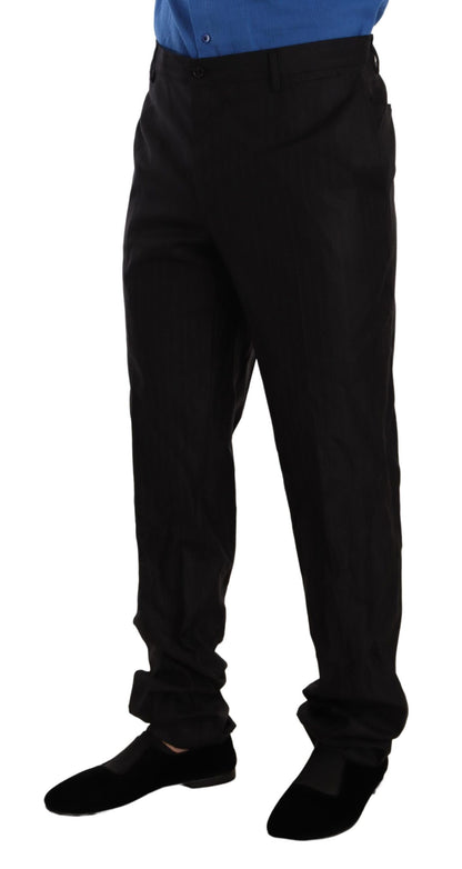 Elegant Striped Wool-Silk Dress Pants