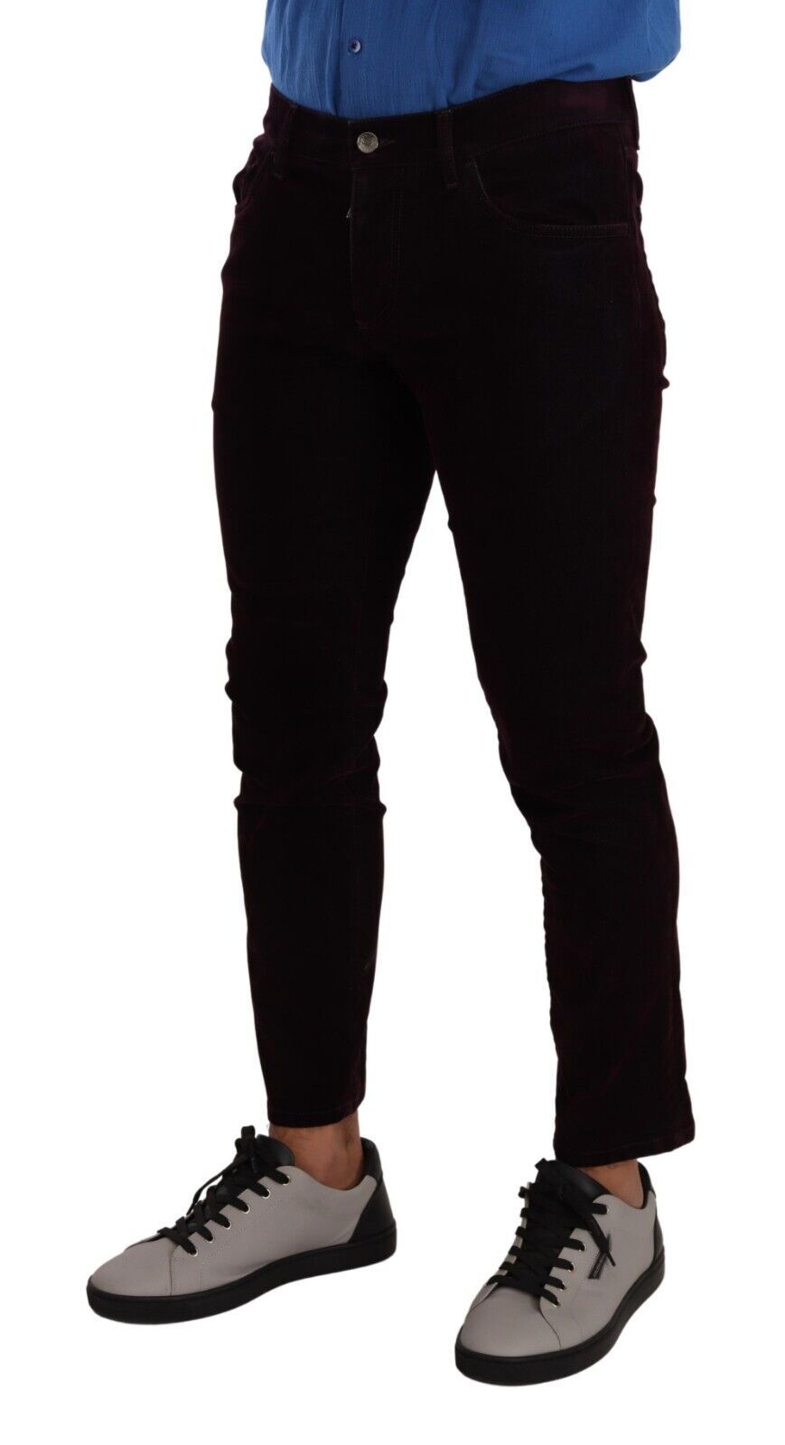 Elegant Burgundy Slim Fit Denim