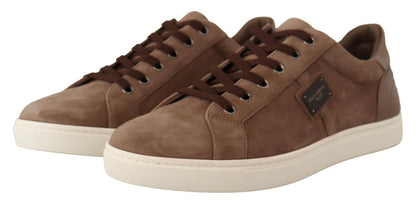 Elegant Brown Leather Sneakers for Men