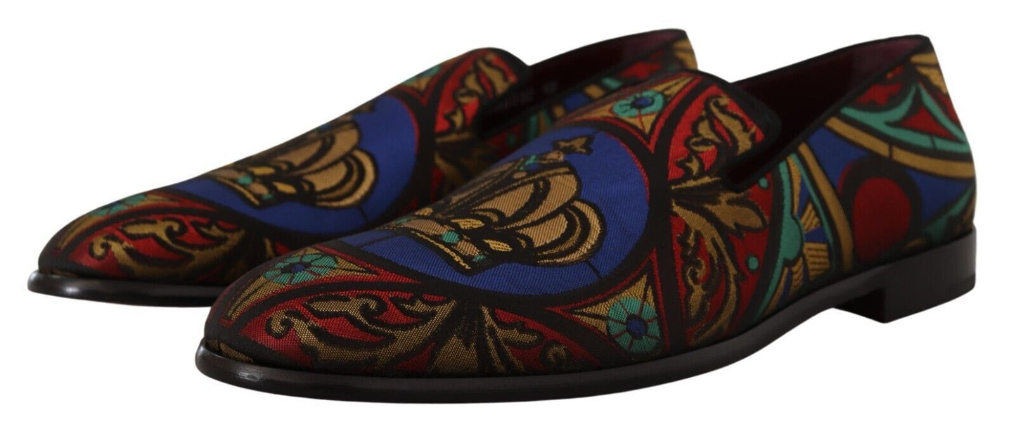 Multicolor Jacquard Slide-On Loafer Slippers