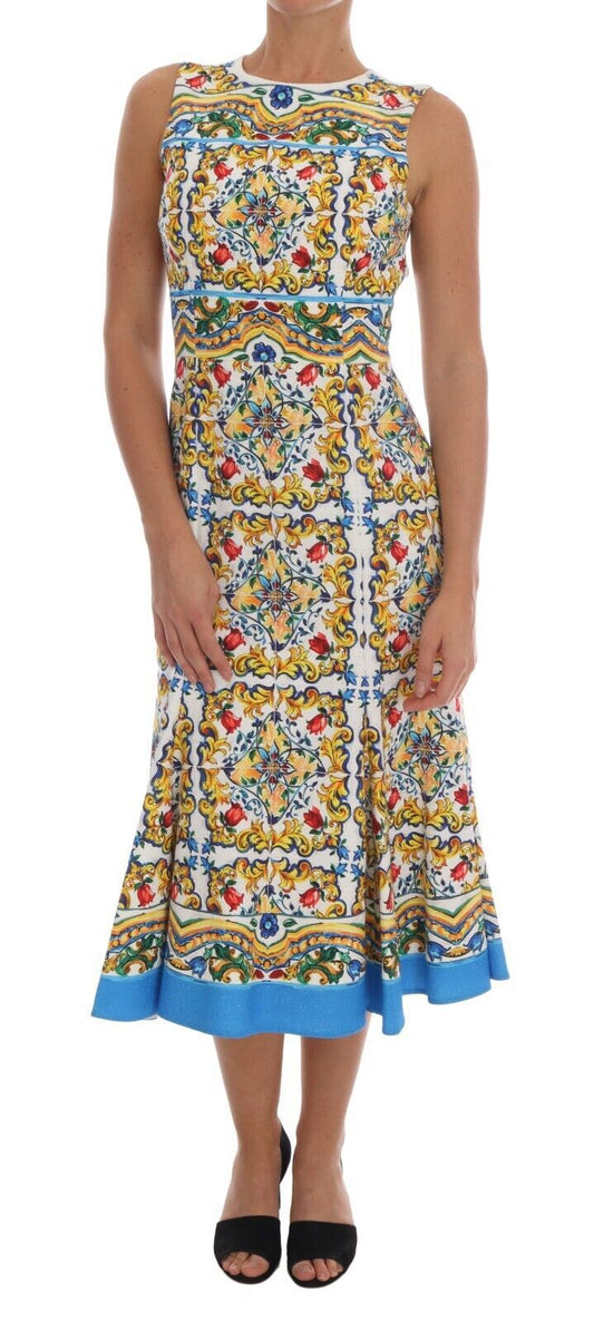 Majolica Print Midi Sheath Dress