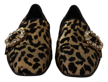 Elegant Leopard Crystal Gem Loafers