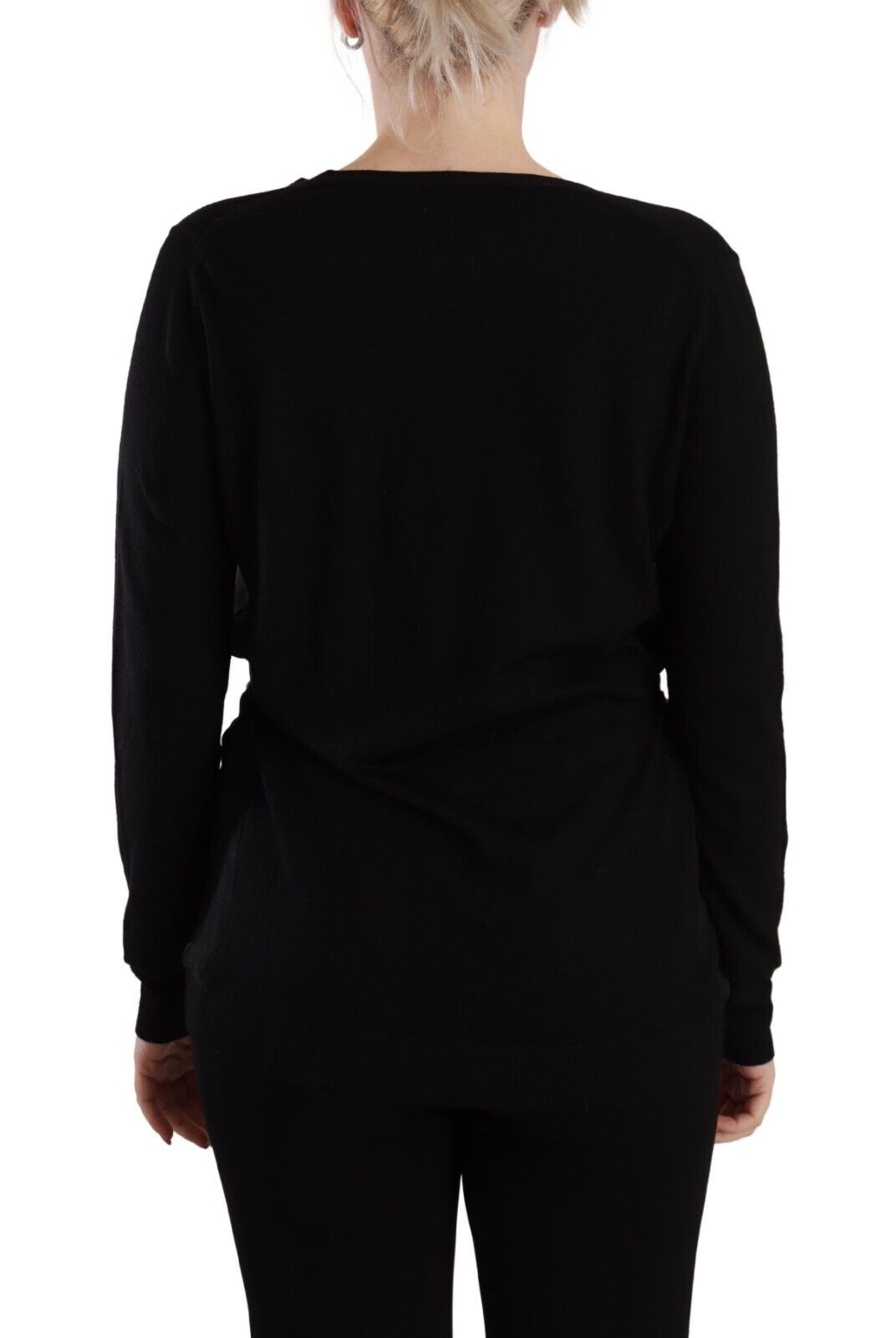 Elegant Black V-Neck Wool Pullover