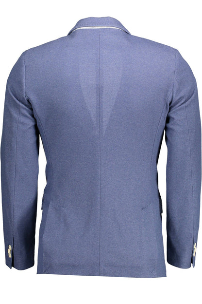 Blue Polyester Men Jacket