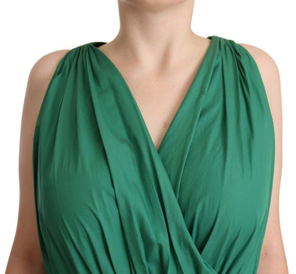 Elegant Deep Green Sleeveless A-Line Dress