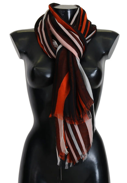 Elegant Multicolor Silk Fringed Scarf