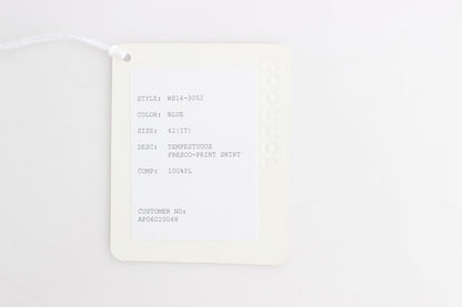 Blue Peplum Fresco-Print Straight Pencil Skirt