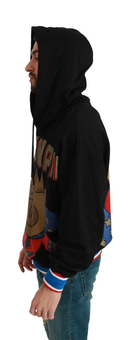 Elegant Hooded Pullover With Regal Motif