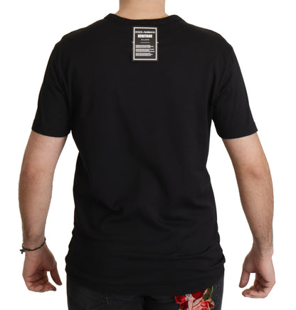 Elegant Black Baroque Crewneck Tee