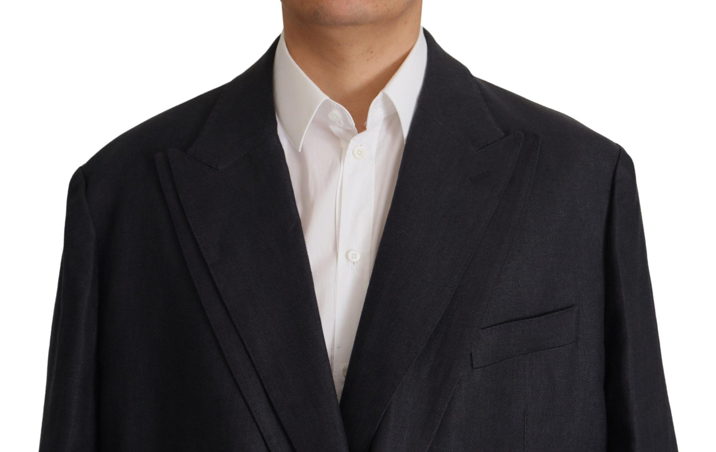 Sleek Double Breasted Navy Linen Blazer