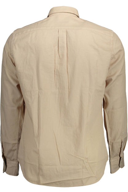 Beige Cotton Men Shirt