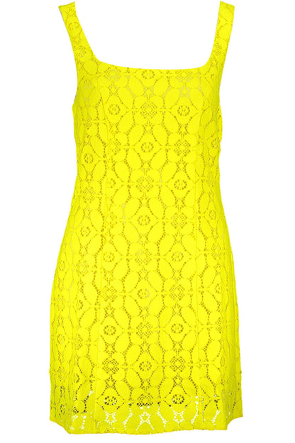 Yellow Polyester Women Sleeveless Dress