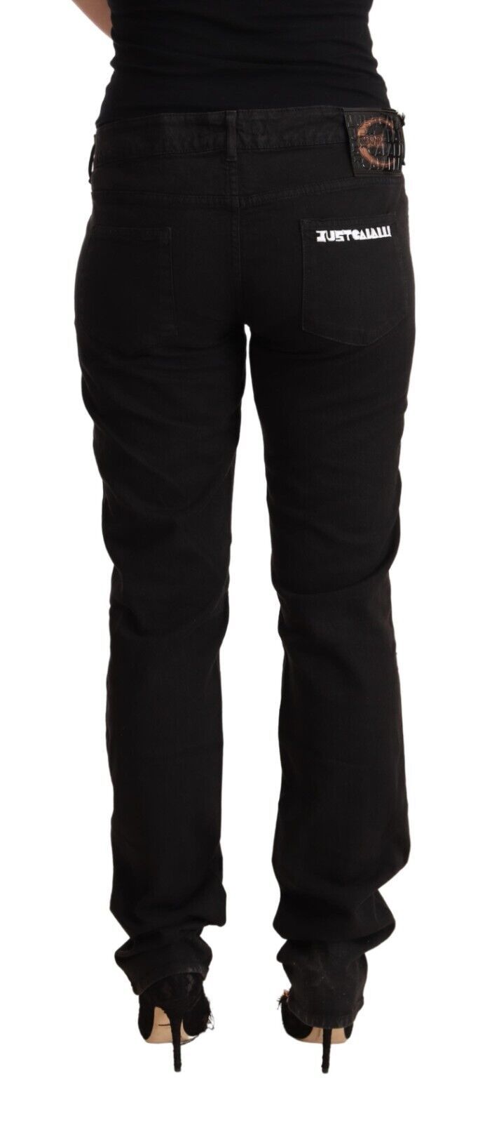 Sleek Mid-Waist Slim Fit Black Jeans